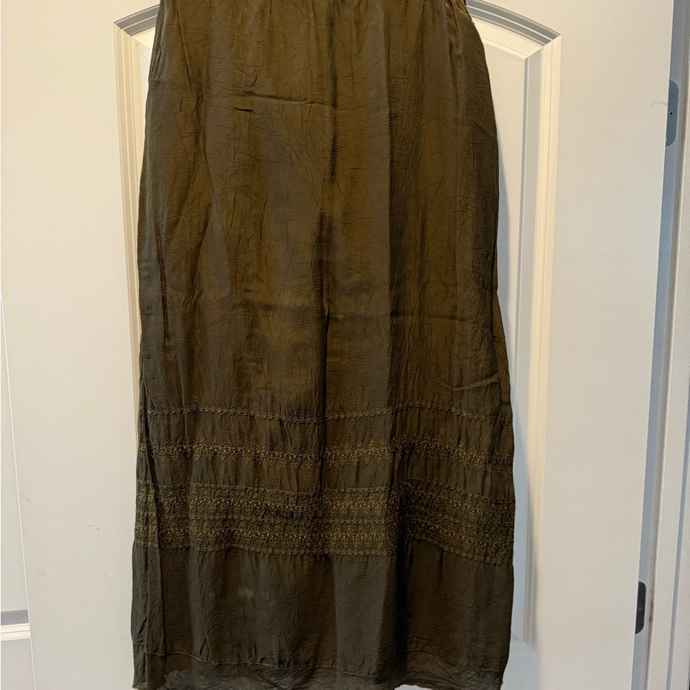 Johnny Was Deep Olive Maxi Skirt
